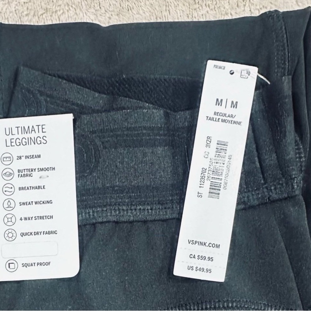 Victoria's Secret Pink Active Leggings Black, Size Medium - Picture 6 of 7